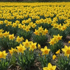 Obraz premium yellow daffodils in spring, yellow daffodils in the garden