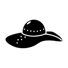 beach hat icon, beach hat silhouette vector illustration-simple silhouette illustration of beach hat, perfect for beach hat logos and icons