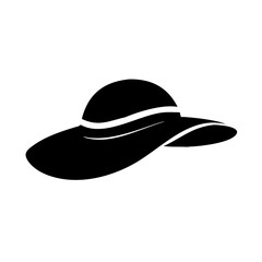 beach hat icon, beach hat silhouette vector illustration-simple silhouette illustration of beach hat, perfect for beach hat logos and icons