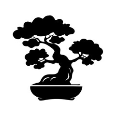 bonsai tree icon, bonsai tree silhouette vector illustration-simple silhouette illustration of bonsai tree, perfect for bonsai tree logos and icons