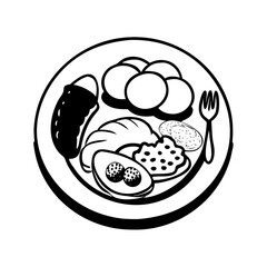breakfast plate icon, breakfast plate silhouette vector illustration-simple silhouette illustration of breakfast plate, perfect for breakfast plate logos and icons