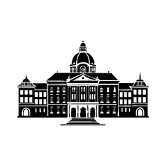 city hall icon, city hall silhouette vector illustration-simple silhouette illustration of city hall, perfect for city hall logos and icons