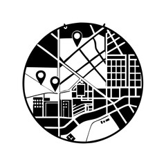 city map icon, city map silhouette vector illustration-simple silhouette illustration of city map, perfect for city map logos and icons