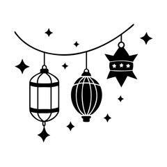 festive lanterns icon, festive lanterns silhouette vector illustration-simple silhouette illustration of festive lanterns, perfect for festive lanterns logos and icons