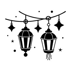 festive lanterns icon, festive lanterns silhouette vector illustration-simple silhouette illustration of festive lanterns, perfect for festive lanterns logos and icons