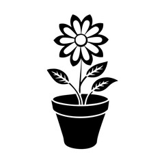 flower pot icon, flower pot silhouette vector illustration-simple silhouette illustration of flower pot, perfect for flower pot logos and icons