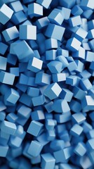 Abstract Blue Cubes 3D Render: A Stunning Visual of Interlocking Geometric Shapes