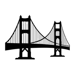 golden gate bridge icon, golden gate bridge silhouette vector illustration-simple silhouette illustration of golden gate bridge, perfect for golden gate bridge logos and icons