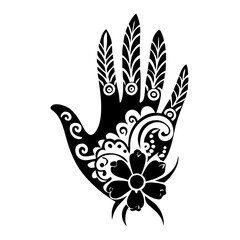 henna design icon, henna design silhouette vector illustration-simple silhouette illustration of henna design, perfect for henna design logos and icons