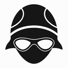 Black Silhouette of a Person Wearing a Helmet and Goggles