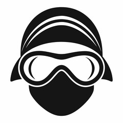 Black Silhouette of a Person Wearing a Helmet and Goggles