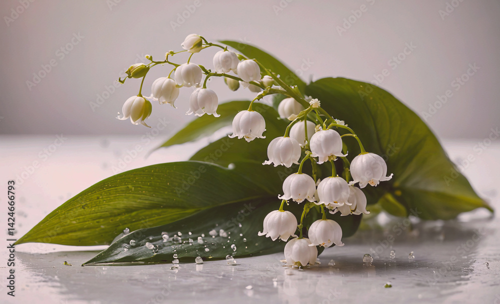 Aufkleber bunch of white flowers with green leaves. the flowers are arranged in a way that they are not touchi