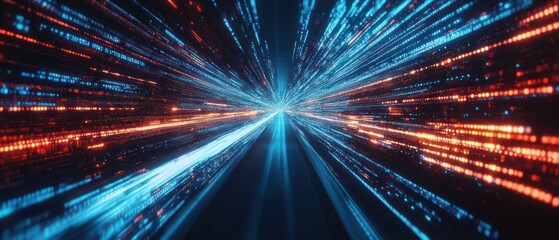 Obraz premium Digital Data Stream: A Journey Through Cyberspace