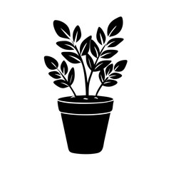 potted herbs icon, potted herbs silhouette vector illustration-simple silhouette illustration of potted herbs, perfect for potted herbs logos and icons