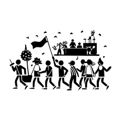 street parade icon, street parade silhouette vector illustration-simple silhouette illustration of street parade, perfect for street parade logos and icons