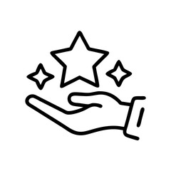Hand holding star icon with sparkles, creative inspiration concept