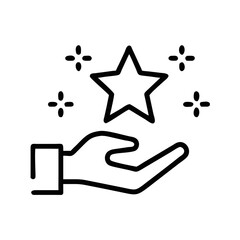 Hand holding star icon with sparkles, creativity concept