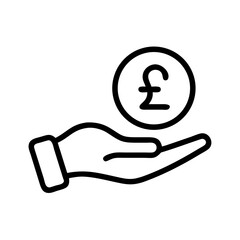 Hand holding pound coin icon, financial concept
