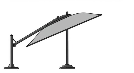 Cantilevered Patio Umbrella: Angled Shade Structure on White.