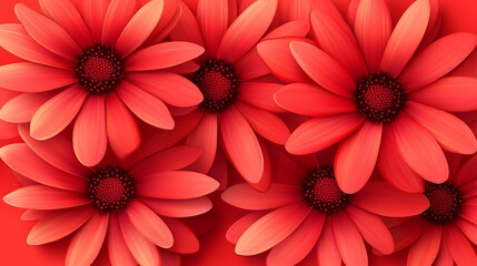 Red flowers with vibrant bloom, and closeup.