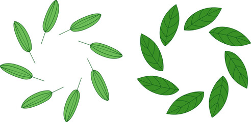 Naklejka premium Green round frames from simple leaves.