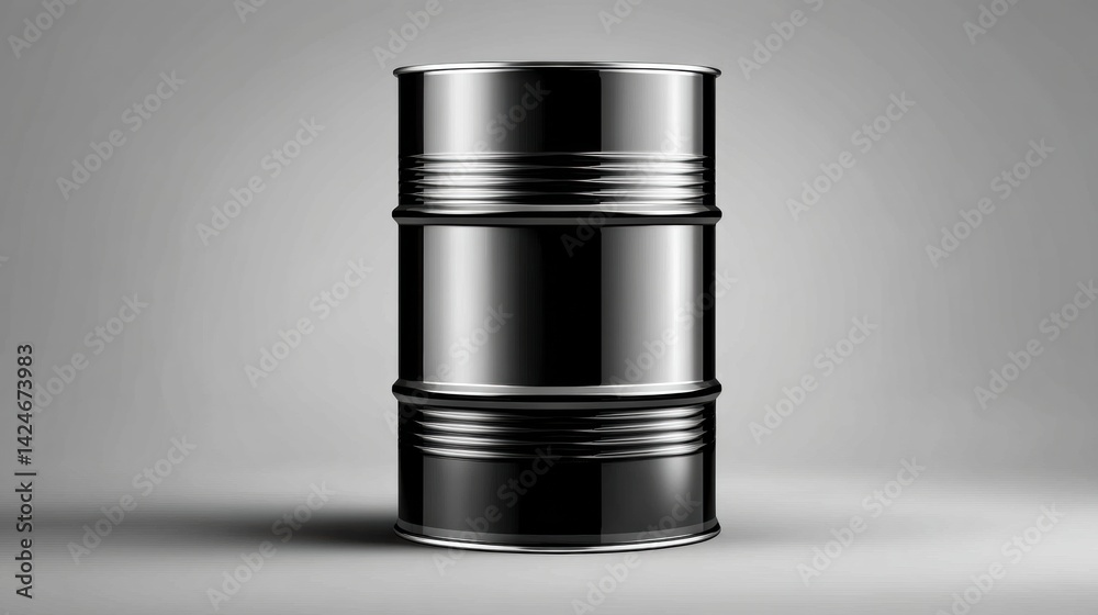 Poster Glossy Barrel With Clean Label Mockup Displaying Modern Design and Elegant Shadows in a Simple Studio Setting