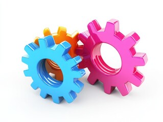 Colorful gear wheels on white background