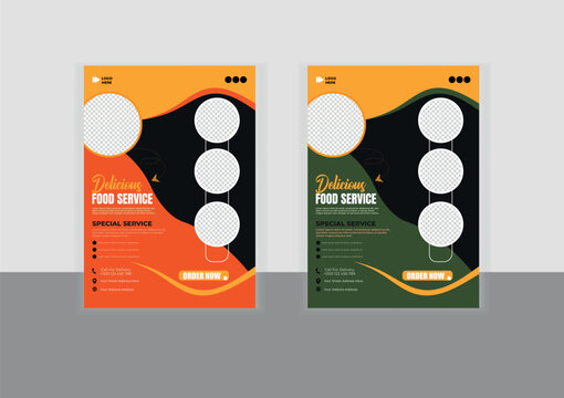 Modern and elegant unique  food  restaurant flyer template Poster with healthy and organic food design for A4 print & easy to customize