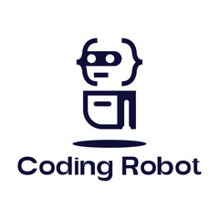 coding programmer robot flat minimalist logo design