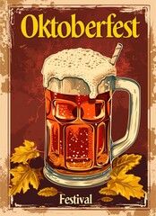 vintage beer poster .Oktoberfest beer festival poster design 