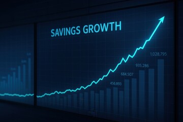 A visually striking graph illustrating significant savings growth over time