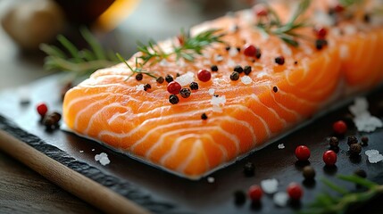 Fresh salmon fillet seasoned with herbs and spices (5)