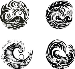 Fototapeta premium Vector Set of Circular Wave Designs