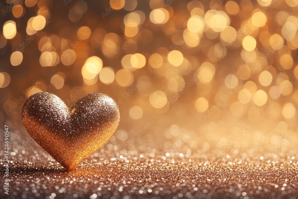 Poster golden sparkles create a stunning visual effect during a festive celebration at night, filling the a