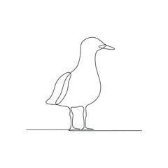 One continuous line drawing of bird at the beach vector design illustration. Summer holiday themes design in simple linear continuous style vector concept. Suitable for education design purpose