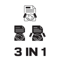 Black Silhouette Vector of Business Agreement, Document Signing, and Official Contract Deal Concept