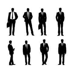 Commanding Businessman Silhouette set clipart