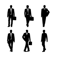 Businessman Silhouette with Briefcase set