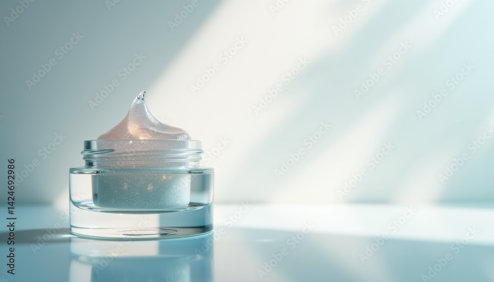 Aufkleber cream jar with spooled texture against soft lighting