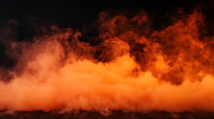 Orange Smoke Cloud on Black Background
