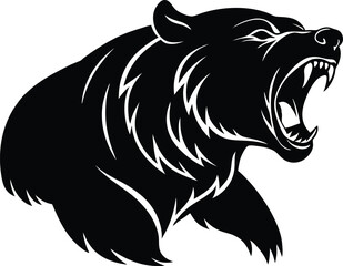 Bear Roaring Silhouette