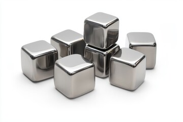 Metal cubes isolated on white background.