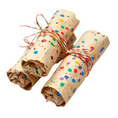 Colorful Paper Rolls Tied with String Festive Gift Packaging,