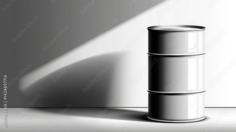 Poster Glossy Barrel With Clean Label Mockup Casting Soft Shadows on a Minimalist Background