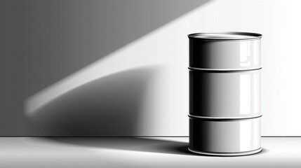 Glossy Barrel With Clean Label Mockup Casting Soft Shadows on a Minimalist Background