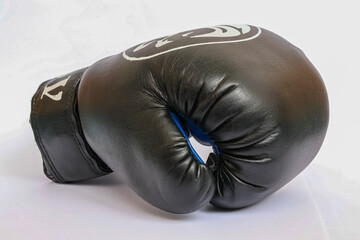 Black 8 oz boxing glove on white background