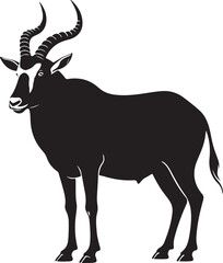 Addax Silhouette on White Background