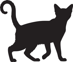 Balinese Cat Silhouette on White Background