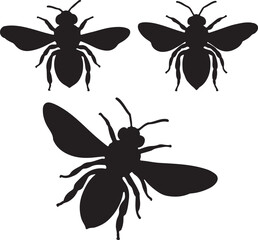 Bee Silhouette on White Background