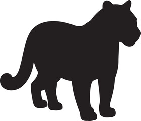 Clouded Leopard Silhouette on White Background